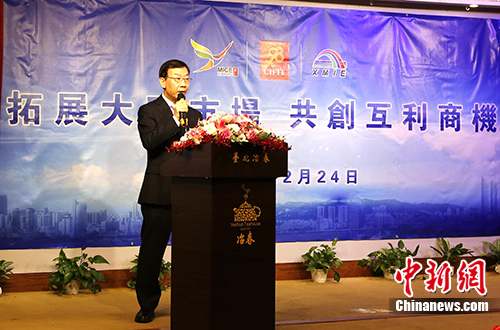 图为机电商会台北办事处主任李荣民24日在台北出席相关活动。中新社记者 刘舒凌 摄